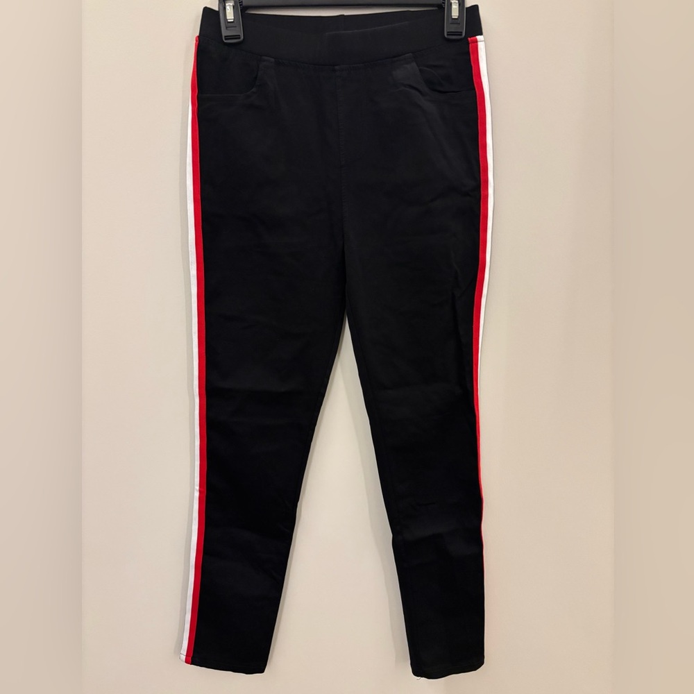 Black Pants with Red and White Stripes